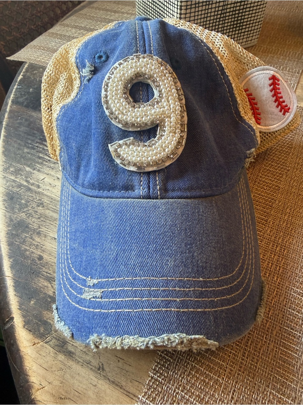 Judith March distressed trucker hat baseball “9”